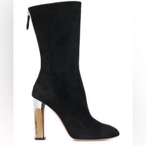 Alexander McQueen Boots Black with Silver Heel - Size 40